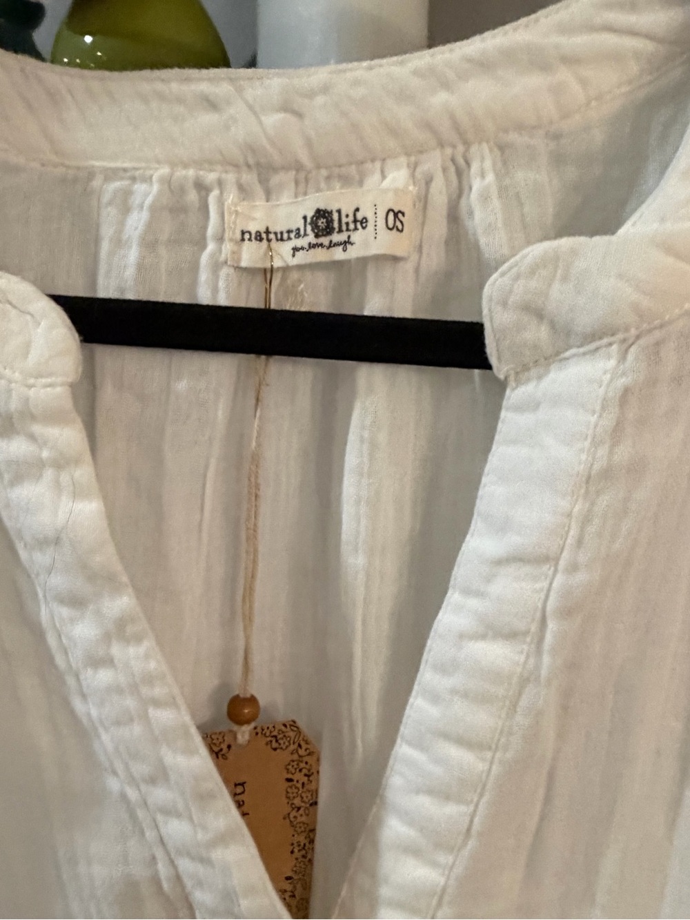 NWT ✨ NATURAL LIFE White Lightweight Gauze Tunic - one size - Picture 3 of 9